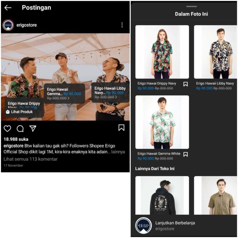 Contoh post instagram shopping