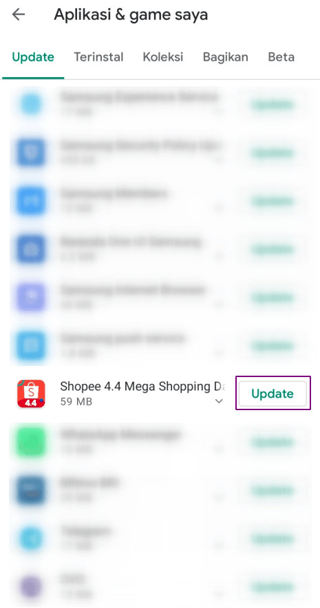 Update aplikasi shopee