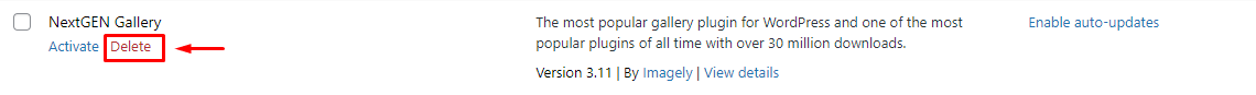 Plugin galeri foto wordpress, deactivate plugin nextgen