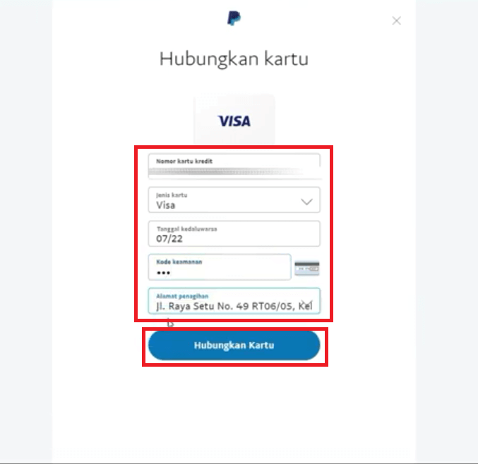 Cara Membuat Akun Paypal, Masukan Informasi Kartu Kredit