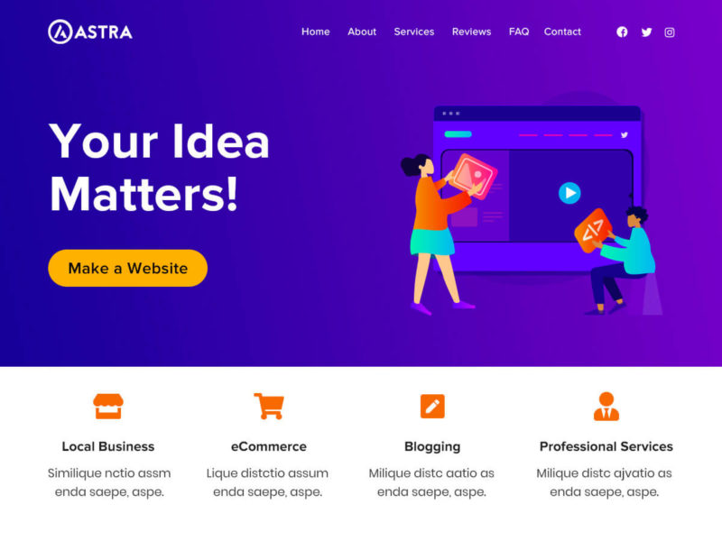 Tema wordpress gratis dan terbaik untuk toko online, tampilan tema wordpress astra