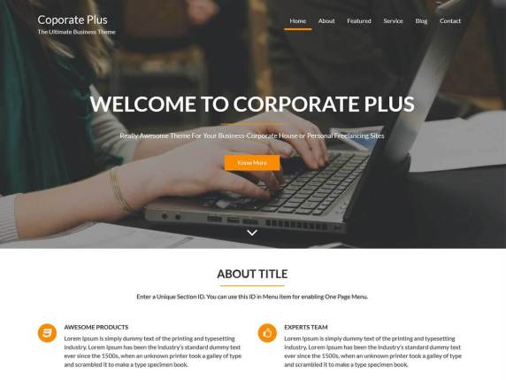 Tema wordpress terbaik gratis untuk perusahaan, tampilan tema wordpress corporate plus