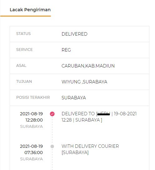 Apa itu shipment forwarded to destination, hasil pelacakan website