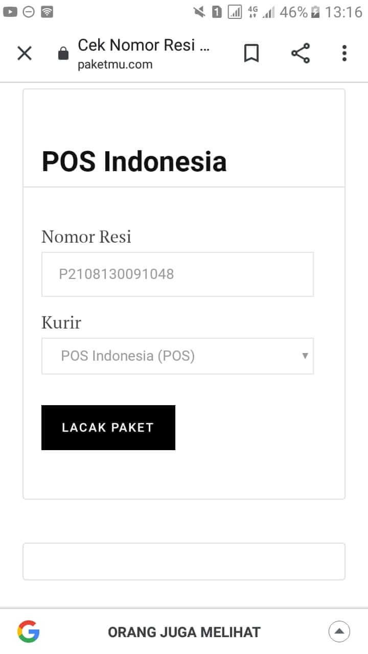 Cek resi pos indonesia, lewat situs paketmu, masukan resi