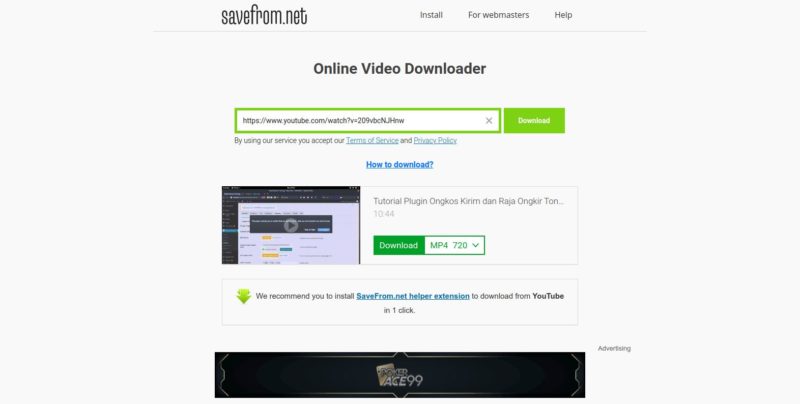 Cara download video youtube - savefrom
