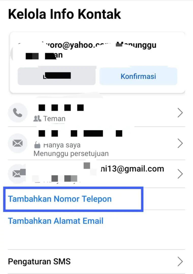 Cara ganti nomor telepon facebook a