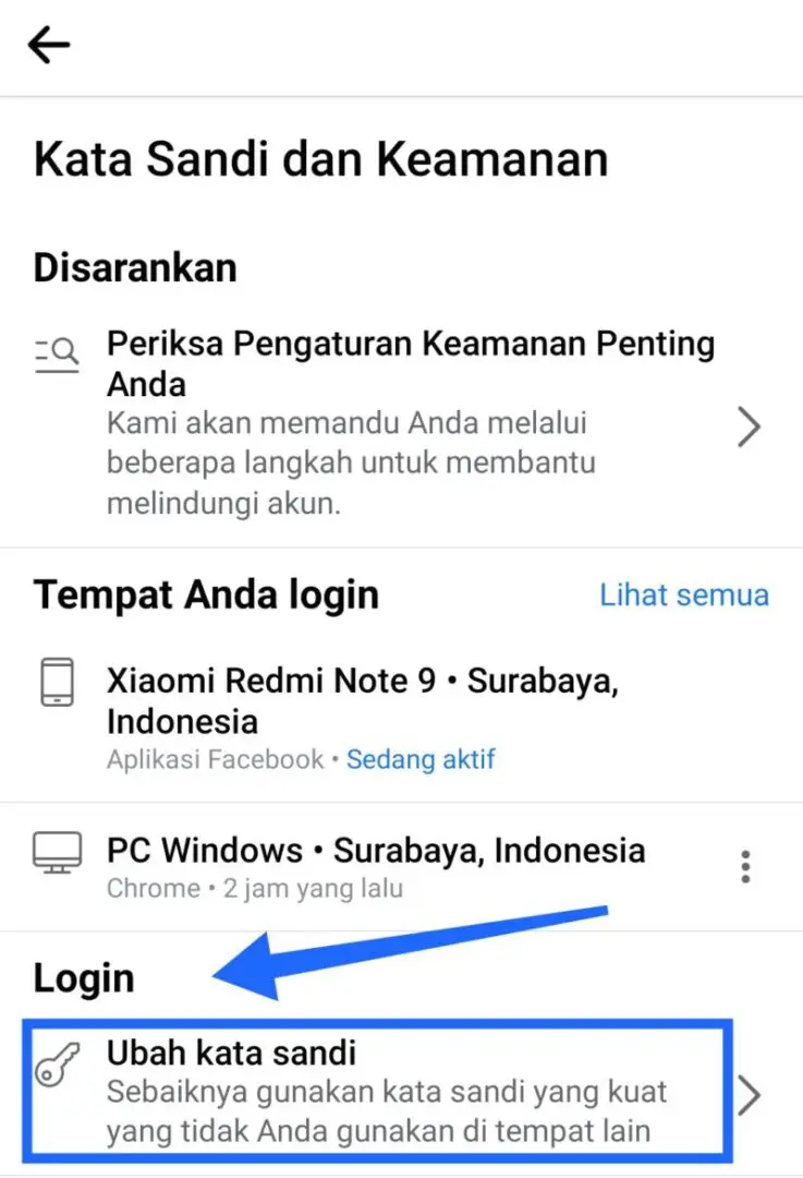 Ganti sandi fb