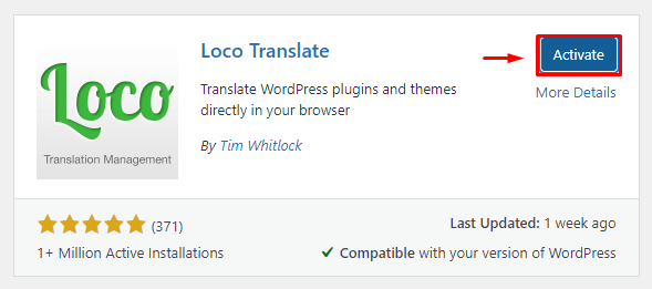 Plugin multibahasa terbaik untuk wordpress, langkah aktivasi plugin loco translate,