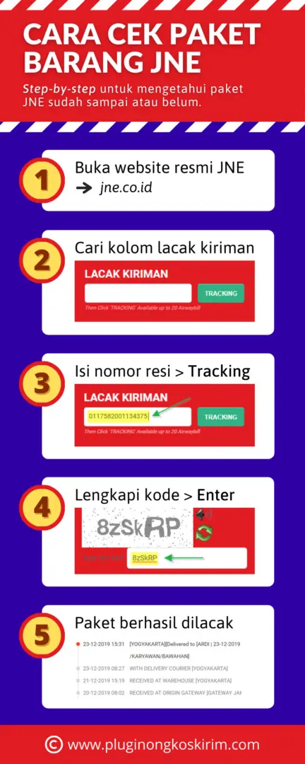 Infografis cara cek paket barang jne