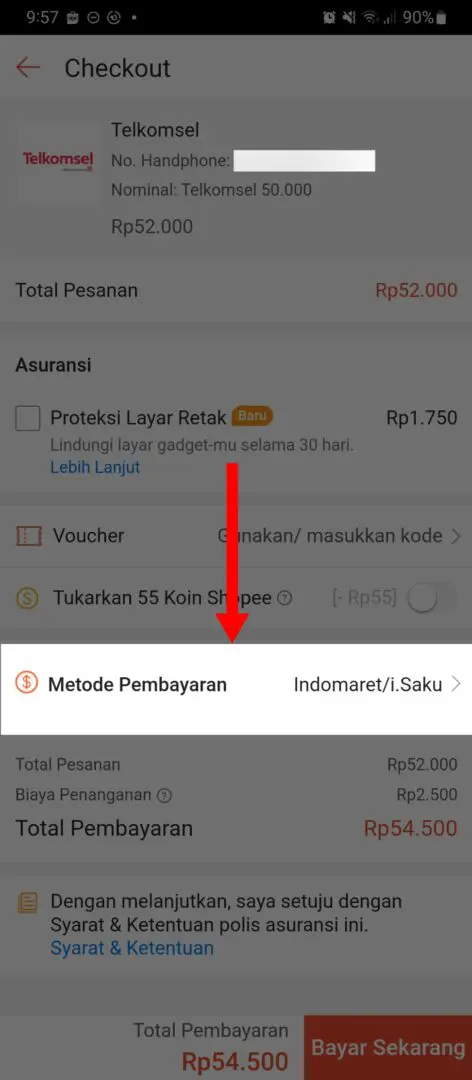 Cara beli pulsa di shopee
