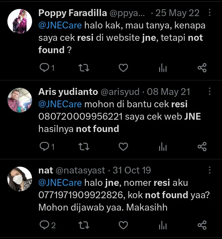 Resi jne not found (tidak ditemukan)? Coba 5 cara ini! 3 No resi jne yes