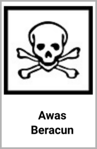 Simbol peringatan pada kardus packing - awas beracun