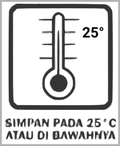 Simbol peringatan pada kardus packing - simpan pada suhu 25 atau di bawahnya