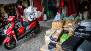 Paket with delivery courier - tempo