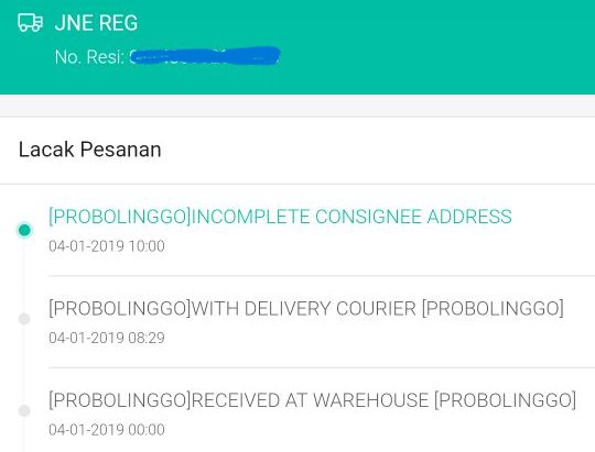 Solusi paket incomplete consignee address