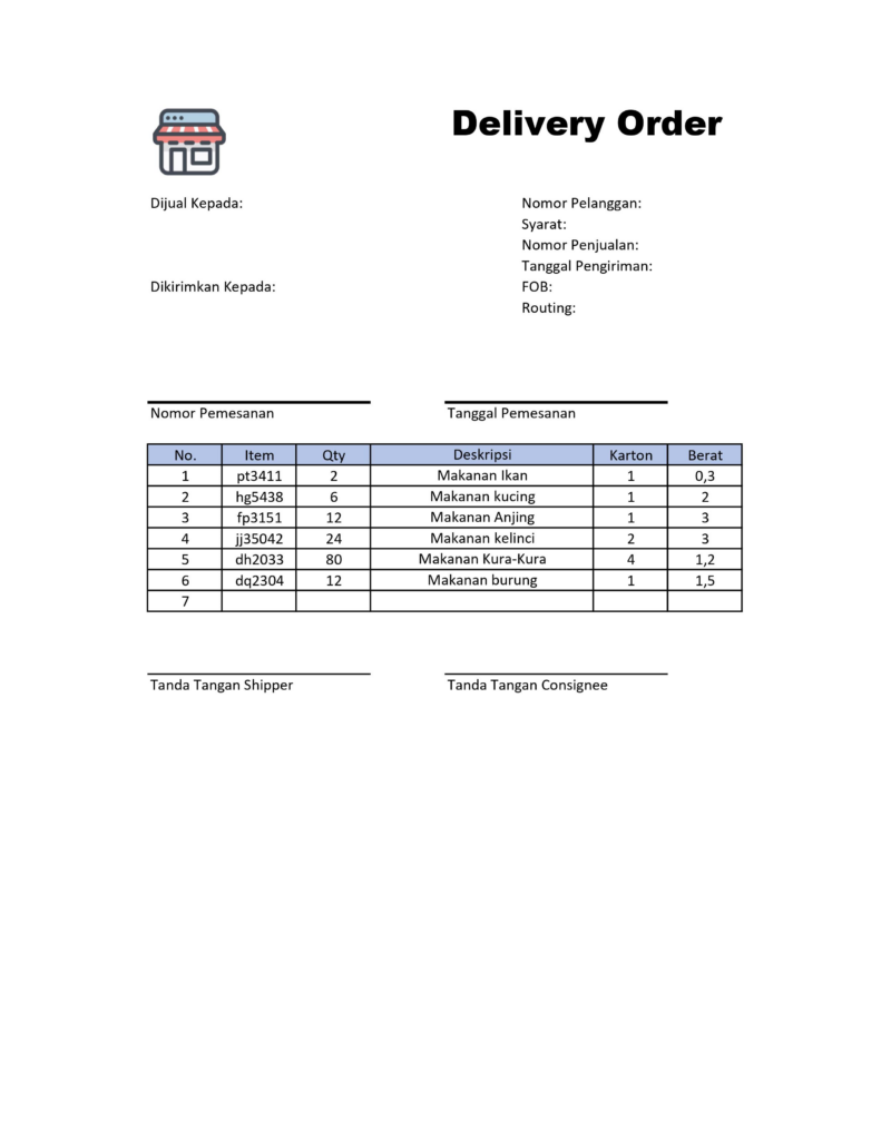 Contoh delivery order template, surat jalan buat kurir! 5