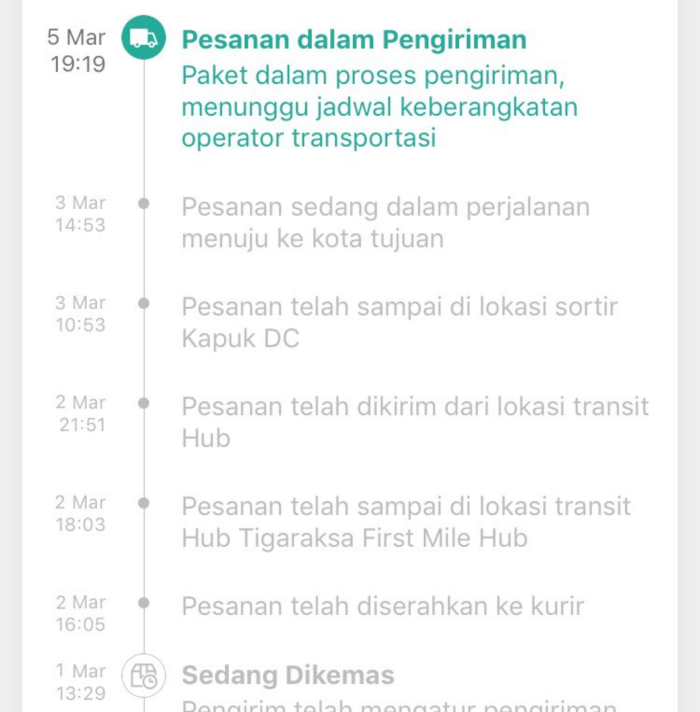 Arti status menunggu jadwal keberangkatan operator transportasi 1