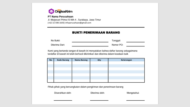 Surat tanda terima barang, dokumen penting dalam pengiriman 5