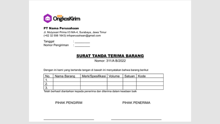 Surat tanda terima barang, dokumen penting dalam pengiriman 3