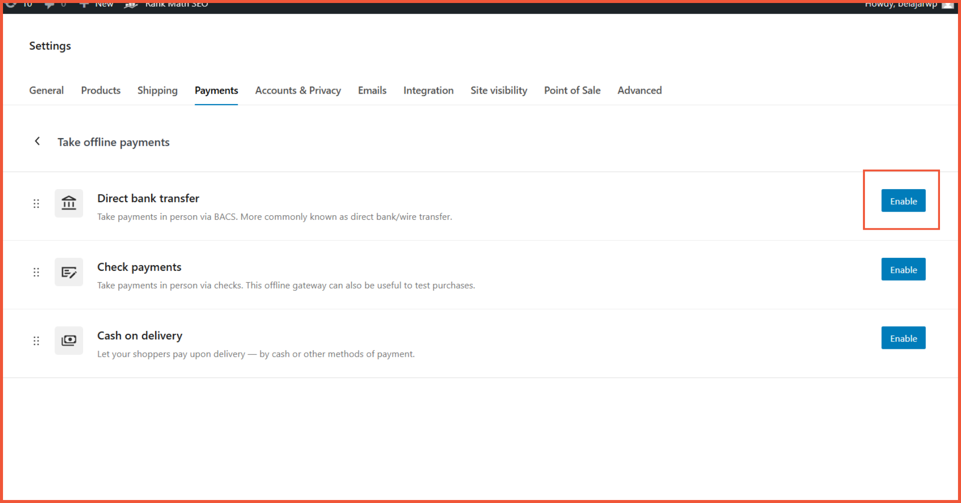 Cara menambahkan metode pembayaran bank transfer di woocommerce